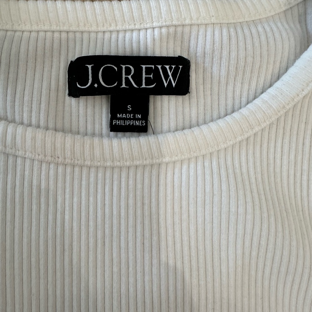 J.Crew White Ruffle Sleeve Ribbed Tank Top – Size S